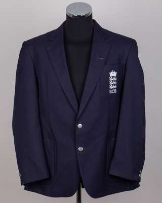 Dickie Bird worn official blue England Cricket Board single-breasted blazer