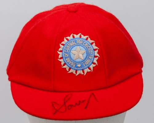 Sai Sudharsan red India Red for Ruth match issued autographed cap