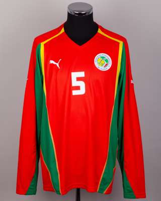Senegal - red, yellow and green No.5 Senegal match issued long-sleeved shirt