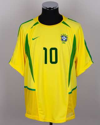 A Rivaldo autographed Brazil replica short-sleeved shirt