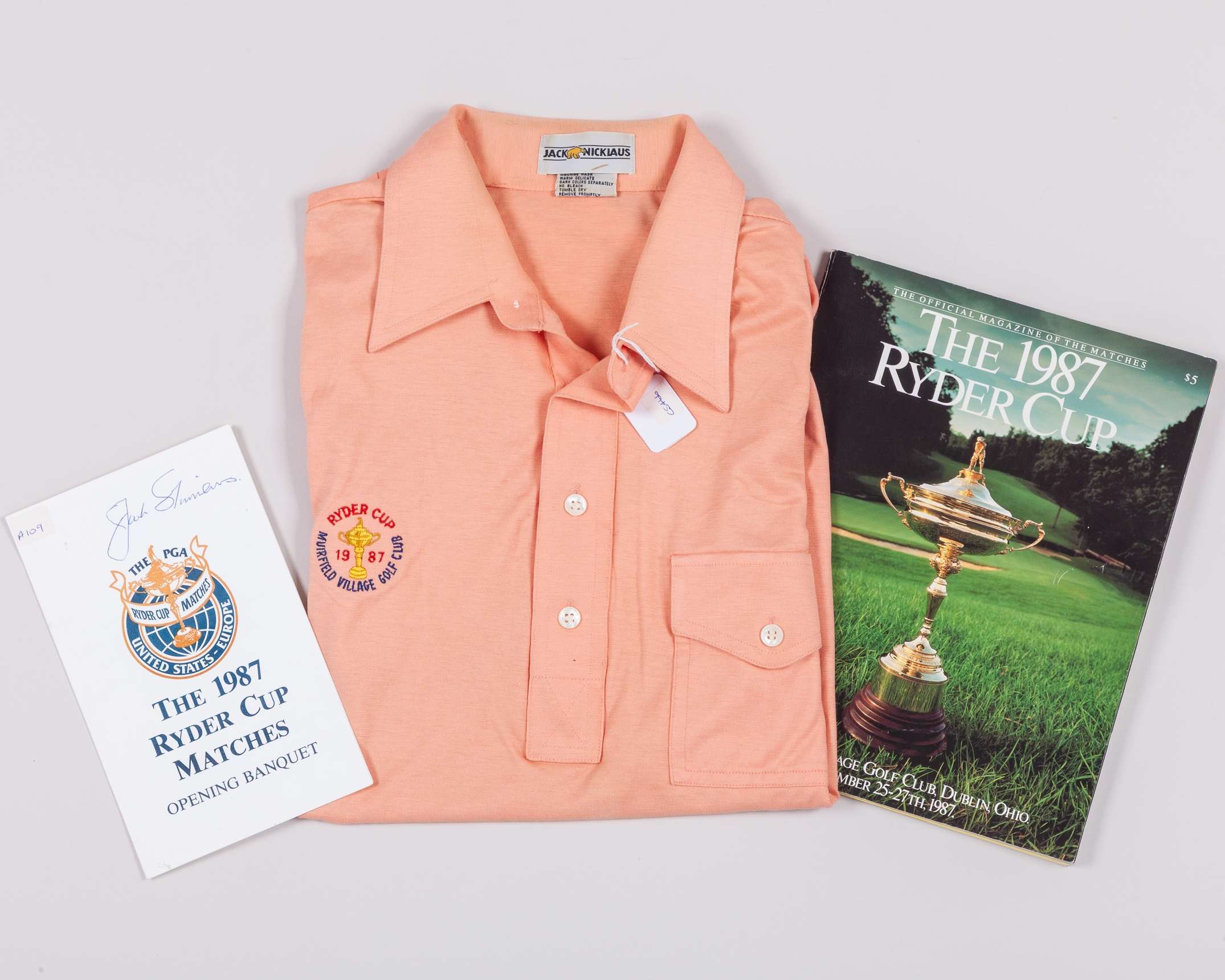 1987 Ryder Cup memorabilia, comprising: captain Tony Jacklin's