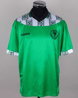 Daniel Amokachi green, white and black No. 14 Nigeria short-sleeved shirt, 1994