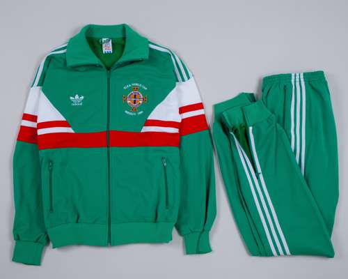 Pat Jennings green, white and red World Cup tracksuit top and bottoms, 1986