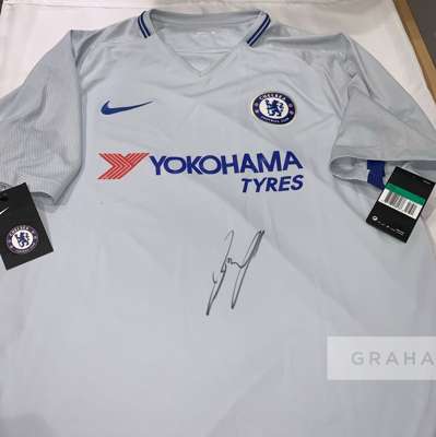Chelsea FC collection of three signed 2017-18 replica away jerseys,
 including 2021/22 players César Azpilicueta (captain), Jorginho and Ruben Loftus-