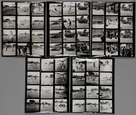 British Lions to New Zealand 1971, photographic contact sheets,
 comprising sixty original 2 1/4 by 2 1/4in. images spread across five 10 by 8in. cont