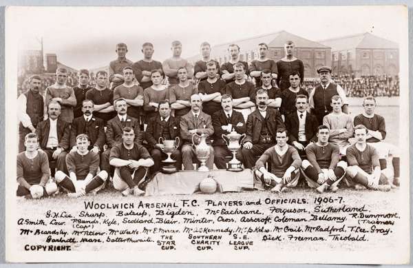 Woolwich Arsenal F.C 1906-07 rare full squad photographic postcard published in Plumstead, South London