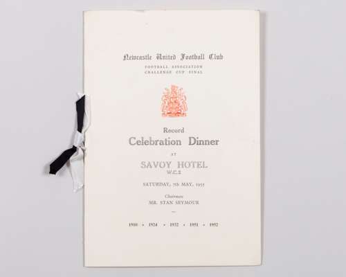 Jack Rowley a Newcastle United 1955 F.A.Cup celebration menu