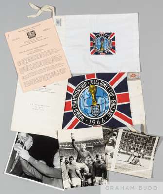 1966 World Cup corner flag, by Umbro, printed with the Union Jack based tournament logo