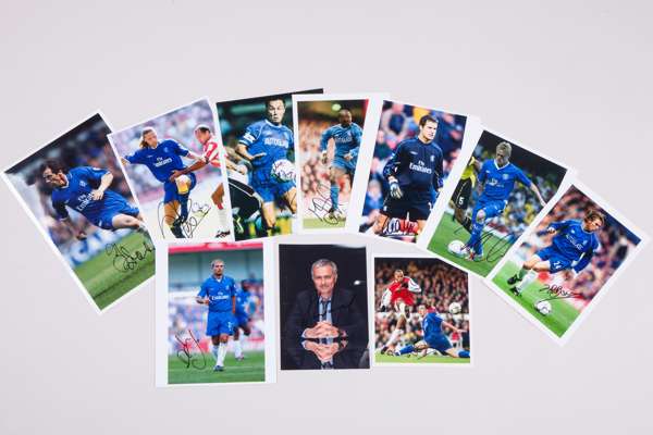 A collection of seventeen autographed Chelsea related coloured photographs