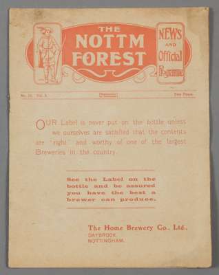 Nottingham Forest v Arsenal programme 3rd February 1923,
 F.L. Division One