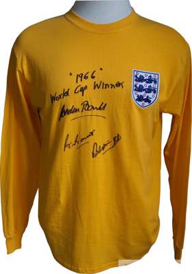 England 1966 World Cup goalkeepers replica shirt signed by the three squad keepers