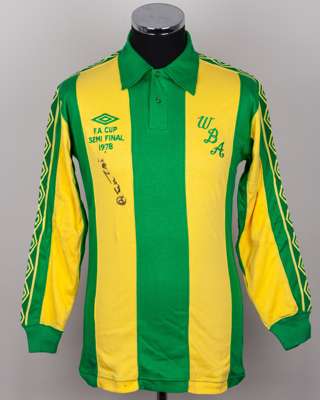 Cyrille Regis yellow and green No.9 West Bromwich Albion 1978 F.A.Cup semi-final shirt