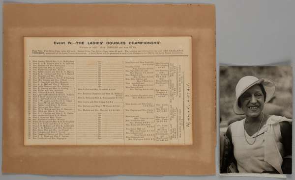 A collection of tennis magazine covers, 
 including Fred Perry, Helen Wills and other, tennis programme 14th to 19th May 1956, black and white press p