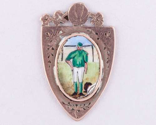 J Fox, yellow-metal and enamel Leith Cup winners medal, 1888