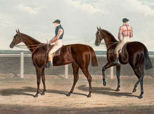 After John Frederick Herring Snr. (1795-1865) ROWTON, THE WINNER OF THE GREAT St. LEGER STAKES AT DONCASTER 1829 also featuring Volatire, the runner-u