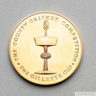 David Lloyd 9ct gold Gillette Cup Man of the Match medal
 the obverse inscribed THE COUNTY CRICKET COMPETITION, THE GILLETTE CUP, the reverse inscribe