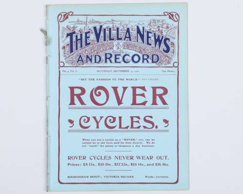 Aston Villa v. Birmingham match programme, 15th September 1906