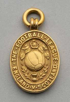 The 9ct. gold Football League representative medal awarded to Stanley Matthews for the match v The Scottish Football League played at Chelsea 31st Oct