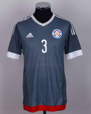Grey and white No.3 Paraguay short-sleeved shirt, 2015-16