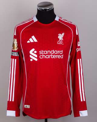 Andy Robertson red No.26 Liverpool match issued long-sleeved shirt