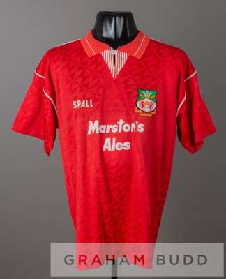 Four Wrexham home and away jersey's circa 1990s and 2000s,
 comprising a multi-coloured Wrexham no.13 substitute goalkeeper's jersey, circa 1995,
 by 