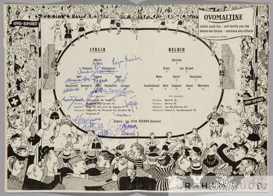 1954 World Cup programme signed by the Italy team in the Group 4 match v Belgium