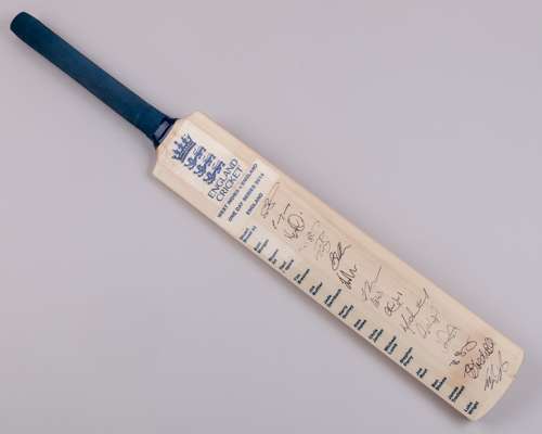 England v. West Indies One Day Series 2014 autographed cricket bat