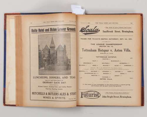 Bound volume of Aston Villa home match programmes, 1921-22