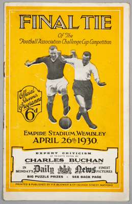 F.A. Cup Final programme Arsenal v Huddersfield Town, played at Wembley Stadium, 26th April 1930, 
 26-page, paper loss to reverse lower corners, ink 