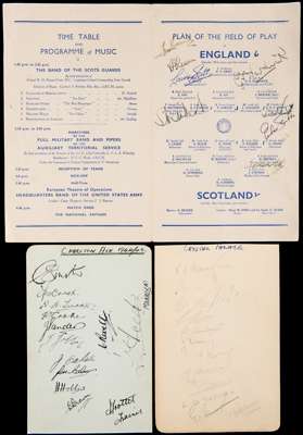 Football autographs collected by Bert ''Sailor'' Brown who played for Charlton Athletic and England in wartime, the lot comprises album pages for Char