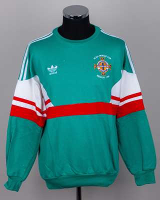 Pat Jennings green, white and red Mexico World Cup sweat shirt, 1986
