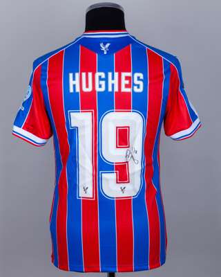 W.Hughes red and blue No.19 Crystal Palace v. Liverpool Community Shield match issued shirt