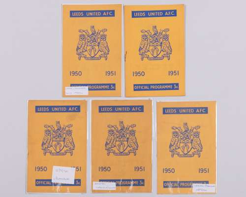 Five Leeds United home match programmes, 1950