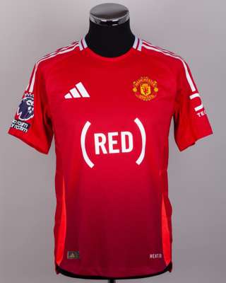 Bruno Fernandes red No.8 Manchester United v. West Ham United short-sleeved shirt, 2025