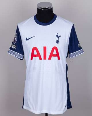 Son Heung-Min white and blue No.7 Tottenham Hotspur short-sleeved shirt, 2024-25