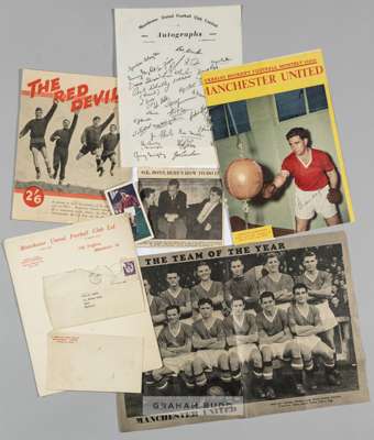 A collection of ephemera from the Molly Leech Collection relating to her fiancée
 Duncan Edwards of Manchester United and England,
 including unused M