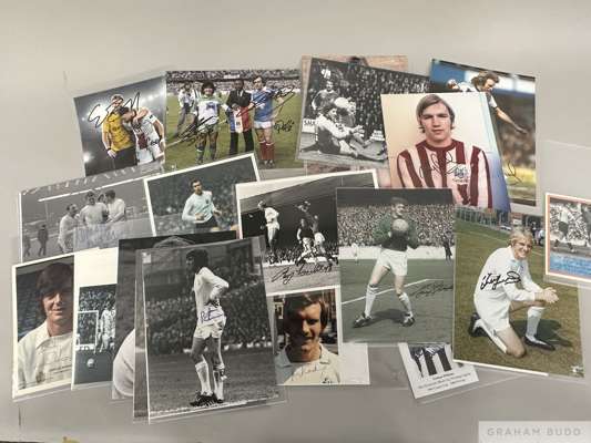 A colour photograph of Maradona, Pele, Michel Platini, autographed by all three
 another of Erling Haaland and Kylian Mbappe signed by both, and colle