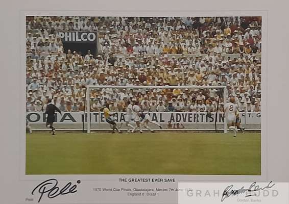 Pele and Gordon Banks “The Greatest Save Ever” hand signed
