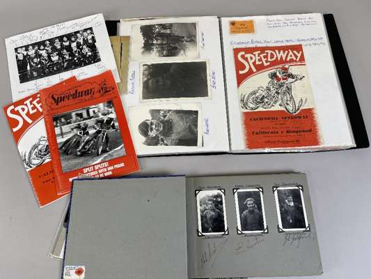 A nice and interesting collection of speedway programmes from 1940's 
 including a collection of black and white photographs etc (a lot)
