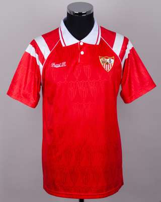Diego Maradona autographed red No.10 Sevilla short-sleeved shirt