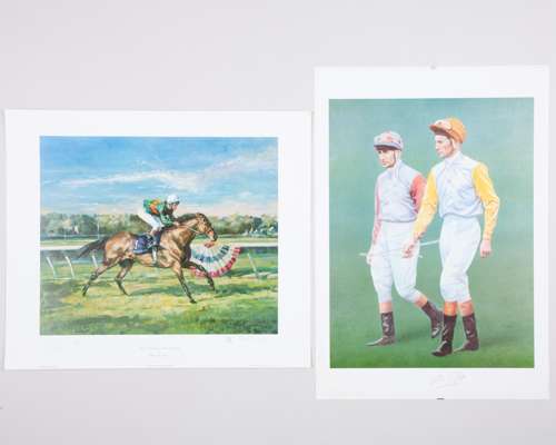 Two Lester Piggott signed prints