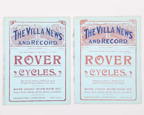 Aston Villa v. Stoke match programme, 10th September 1906