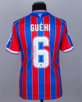 Marc Guéhi red and blue No.6 Crystal Palace v. Liverpool Community Shield match issued shirt