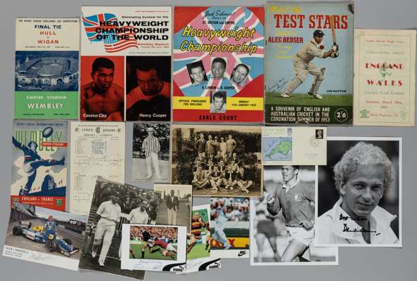 Collection of sports ephemera, 
 Cricket the best represented, also Rugby Union and Rugby League, tennis, boxing and other sports, content including p