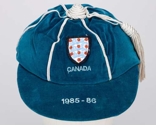 Peter Shilton blue England v. Canada International cap, 1985-86