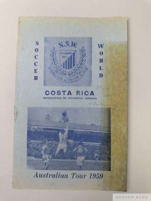 Australia v. Costa Rica, Tour match programme, 20th May 1959
  cover stained, some pencil text
