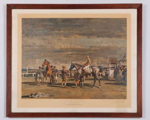 Sir Alfred Munnings (British, 1878-1959) signed horse racing print