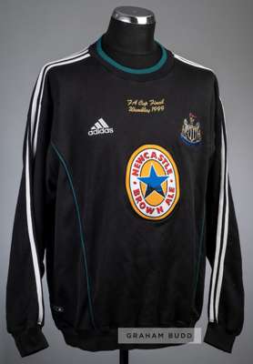 Black Newcastle United training top from the F.A. Cup final v Manchester United at Wembley, 22nd May 1999,
 Adidas, embroidered with FA CUP FINAL WEMB