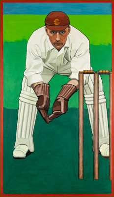 Gerry Wright (British, b.1931) 'Herbert Strudwick', circa 1920s,
 acrylic on board, almost life size, painted quite early in Wright's artistic career,