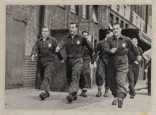 Two photographic albums of b&w images of Arsenal FC from the Don Roper collection,
 including the Tour of Brazil in 1951,
 majority 8 by 10in. match a